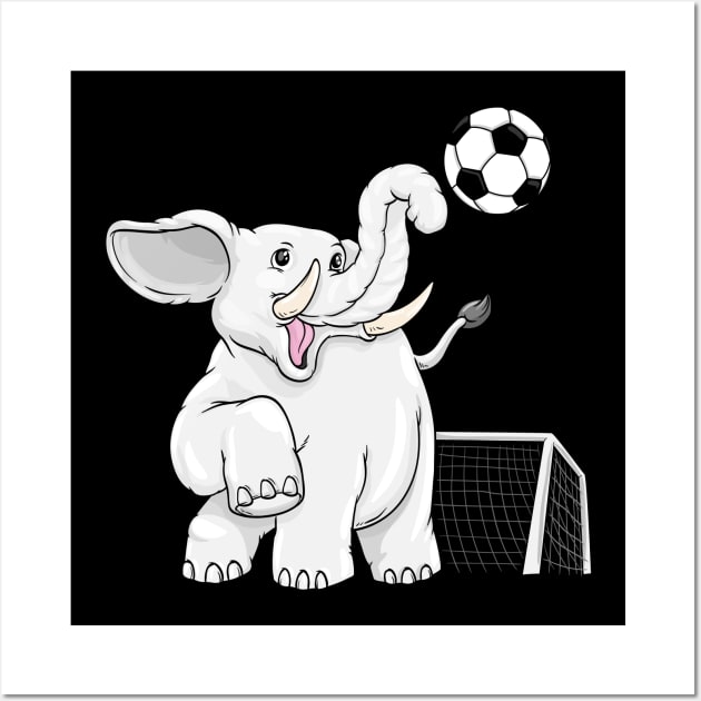 Funny elephant is playing soccer Wall Art by Markus Schnabel